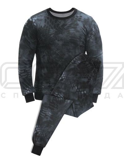 Белье нательное с начёсом цв.кмф питон чёрный тк.футер 2-х нитка